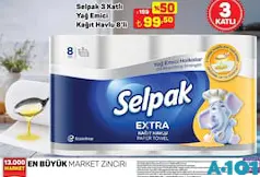 SELPAK 3 KATLI YAĞ EMİCİ KAĞIT HAVLU 8'Lİ